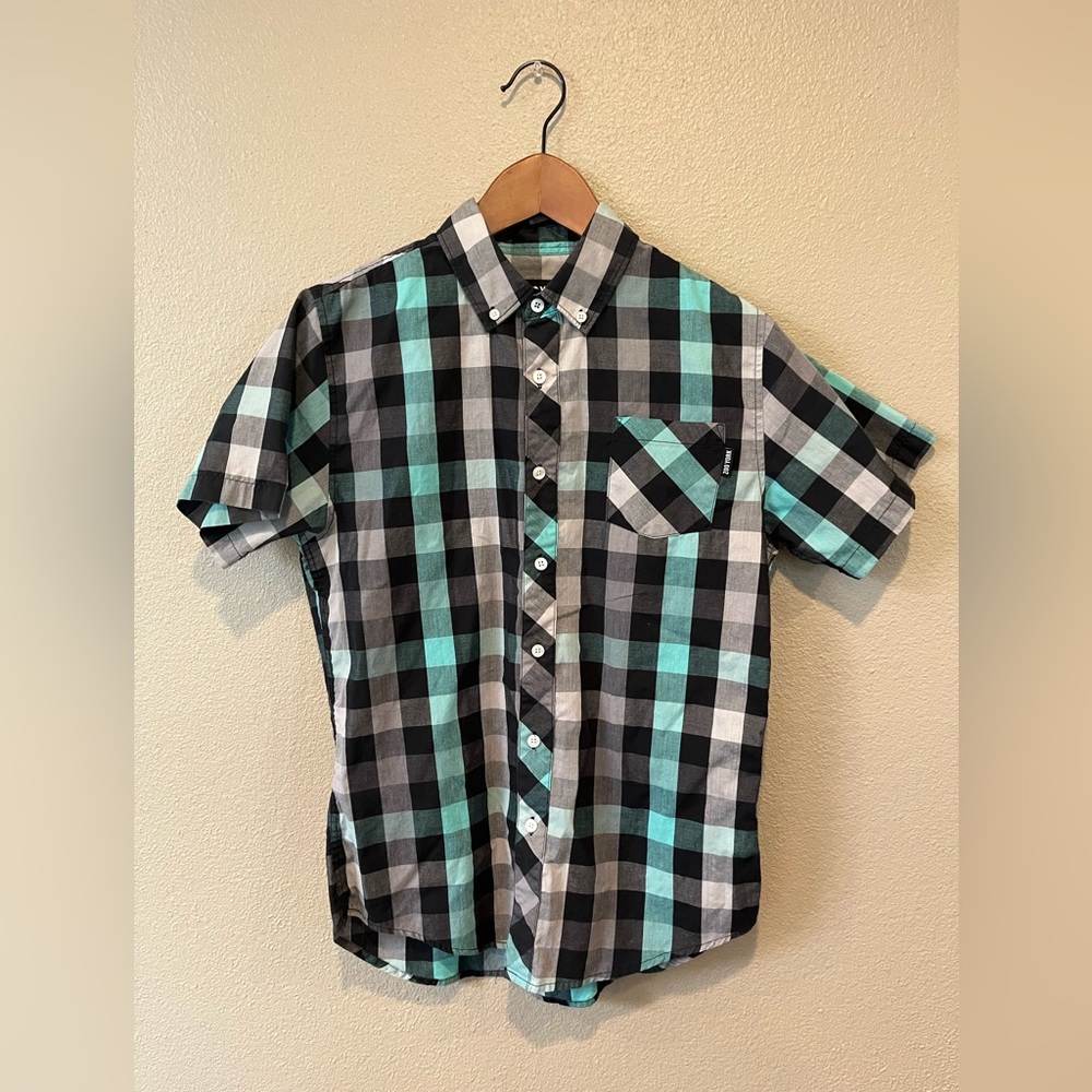 Zoo York green/black/gray plaid shirt